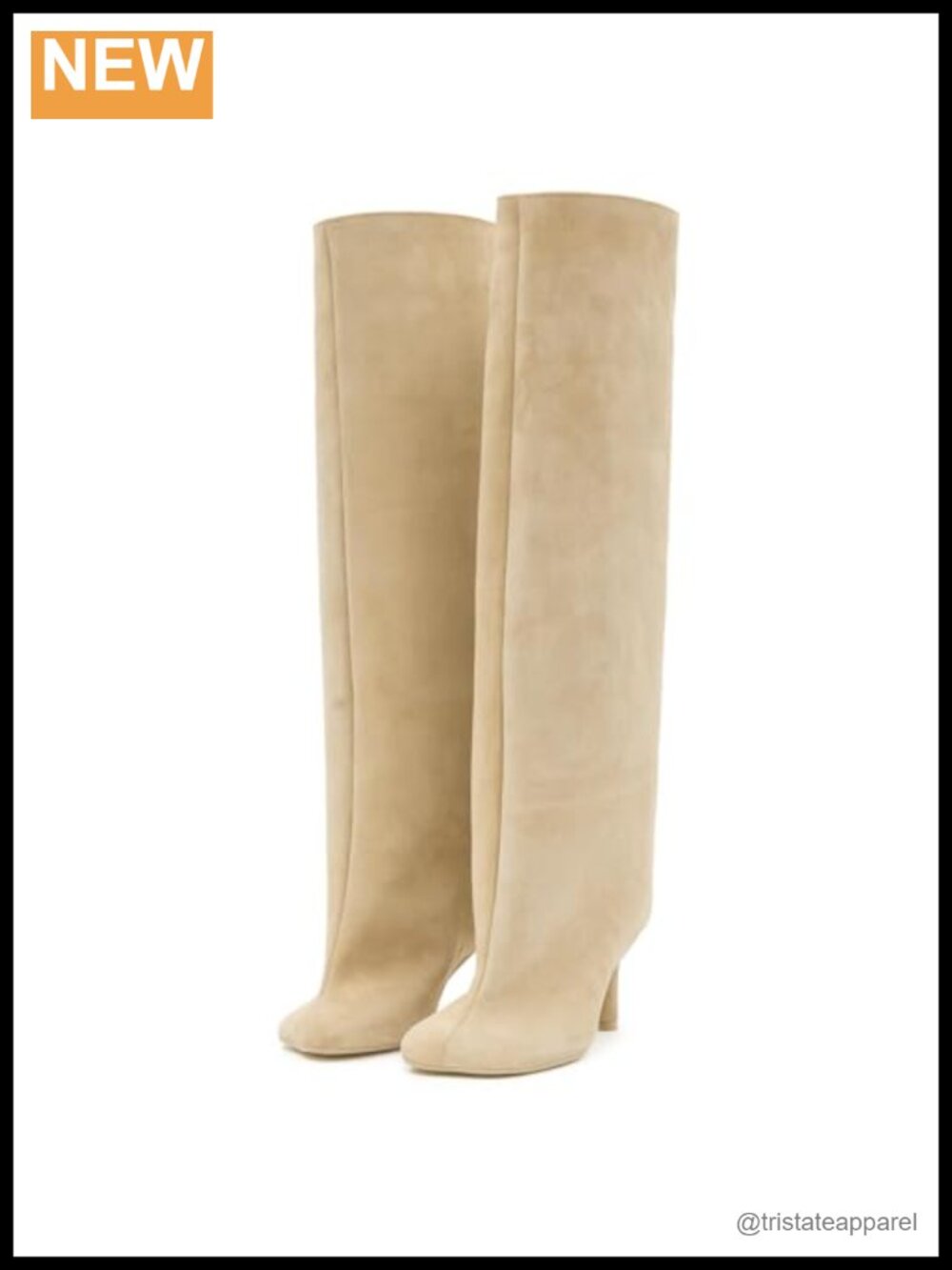 Knee High Boots Wide Calf Stiletto Pull On Square Toe Faux Suede Winter Tall